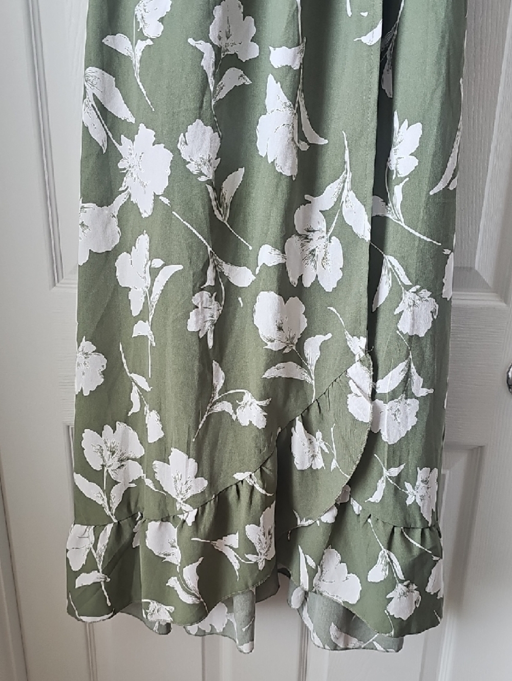 BloomChic Olive and White Floral Wrap Maxi Dress - Picture 4 of 4